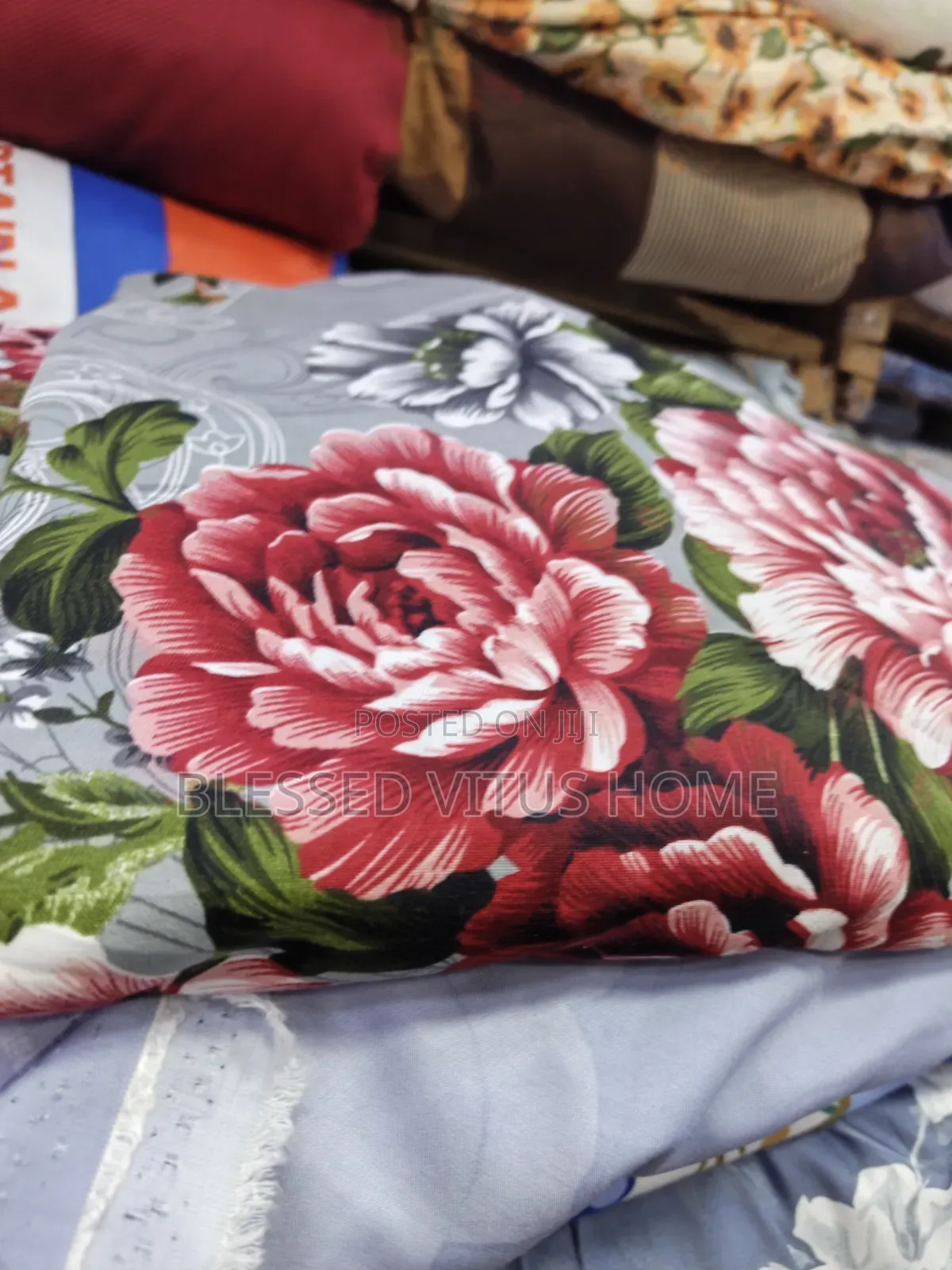 Premium Grey, Red, Green, Egyptian Bedspread Fabric