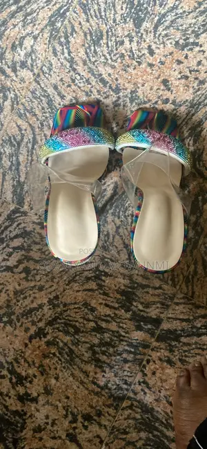 Rainbow Rhinestone Clear Block Heels