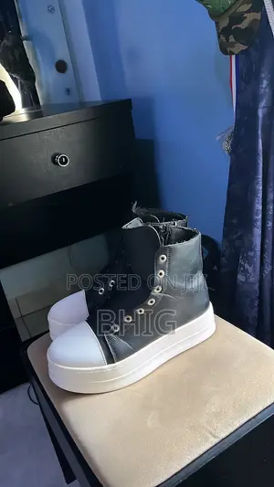 Black White High-Top Platform Sneakers (Rick Owens-Inspired Style