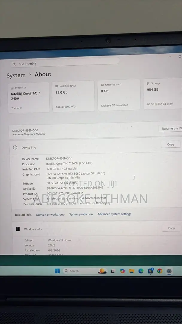 Laptop Alienware 16 Aurora 32GB Intel Core 7 SSD 1T