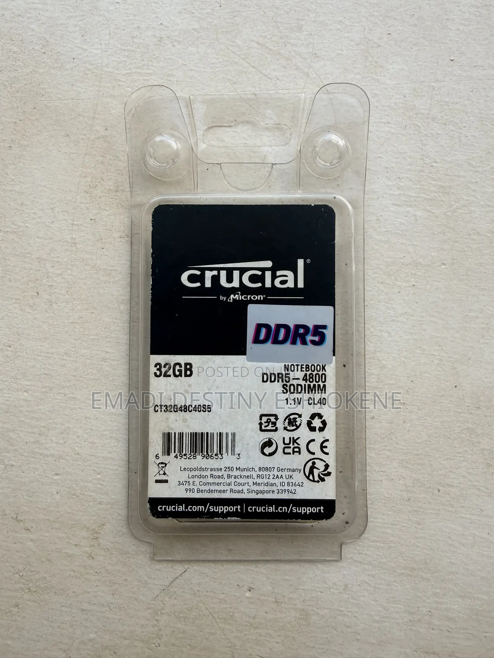 Crucial 32GB DDR5 - 4800mhz RAM