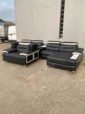 Imported Luxury Leather L Shape Section Sofa With Single Seater