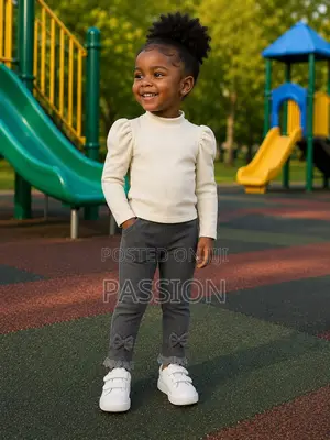 Cream Ribbed Top Grey Leggings (Girl)