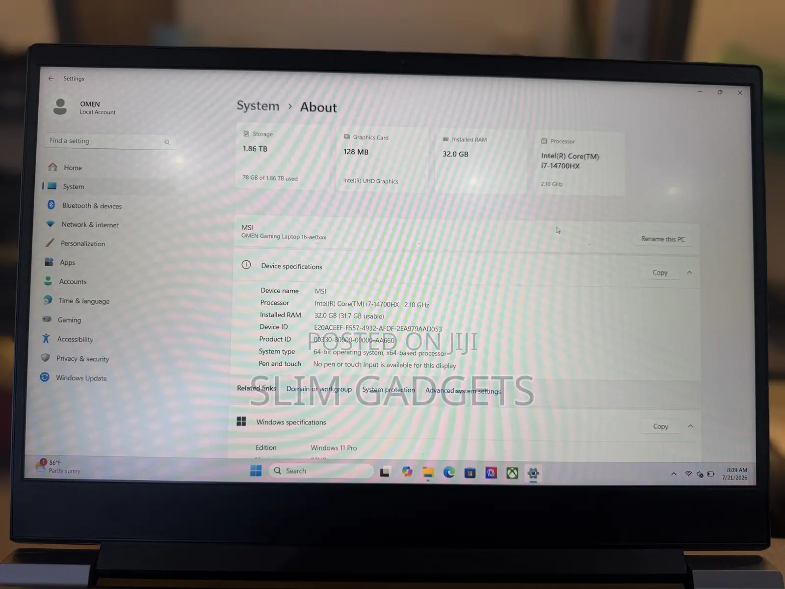 Laptop HP Omen 16 32GB Intel Core i7 SSD 2T
