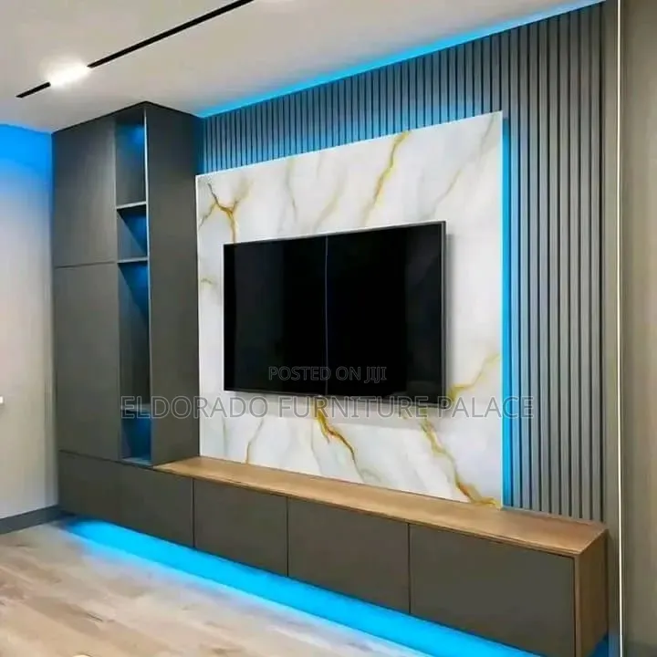 Quality Television Console With Flutted Panel
