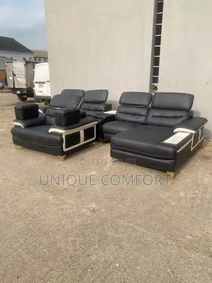 Foreign Used Leather Sofa Set (L Shape With Single and Wine Holders)