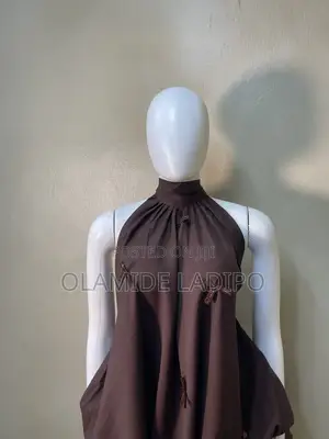 Elegant Chocolate Brown Halter Neck Dress