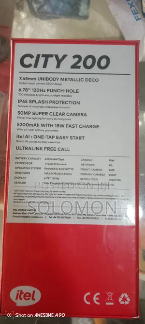 New Itel City 200 256 GB Black