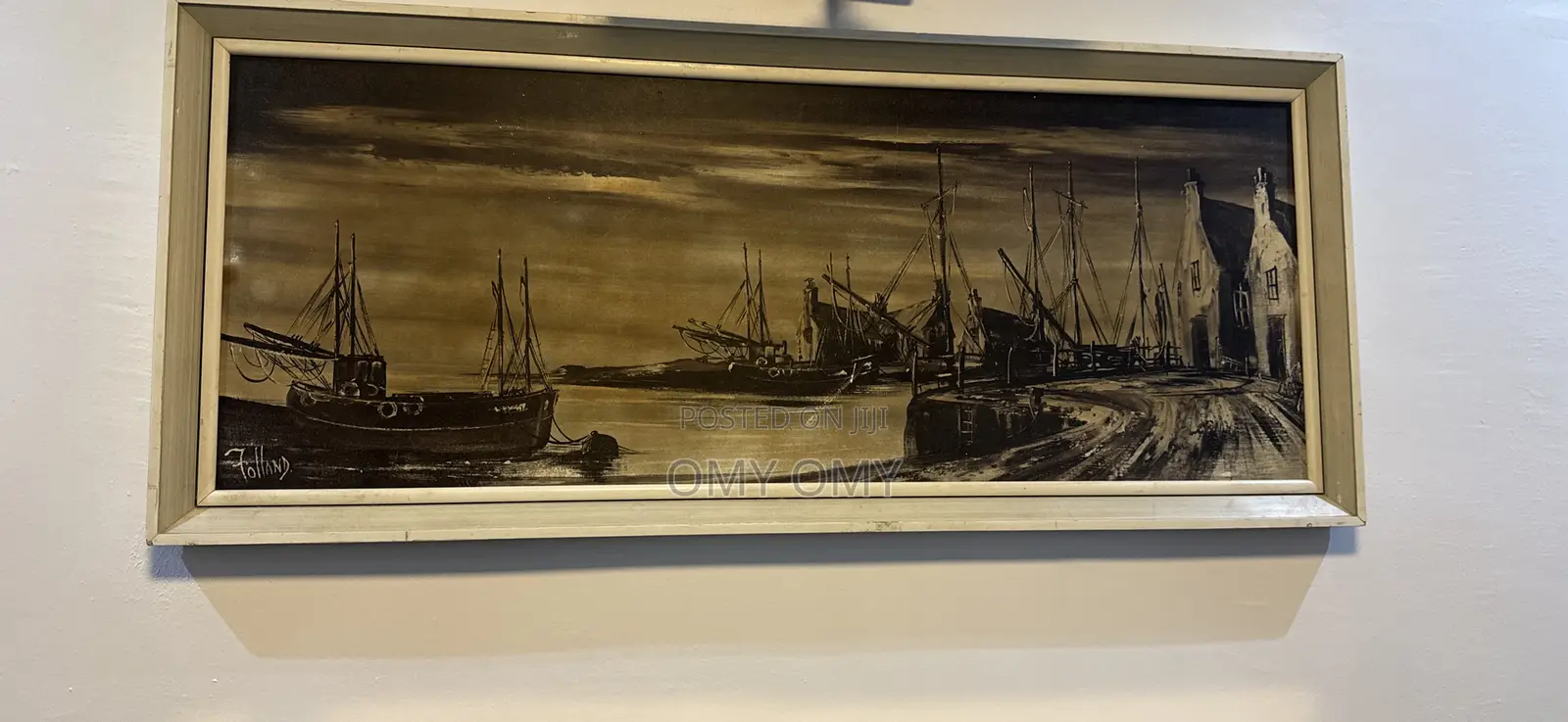 Large Framed Vintage Harbour
