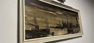 Large Framed Vintage Harbour