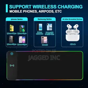 RGB Mousepad 15w Qi Wireless Fast Charging Size: 800 X 300 X 4m
