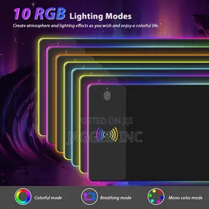 RGB Mousepad 15w Qi Wireless Fast Charging Size: 800 X 300 X 4m