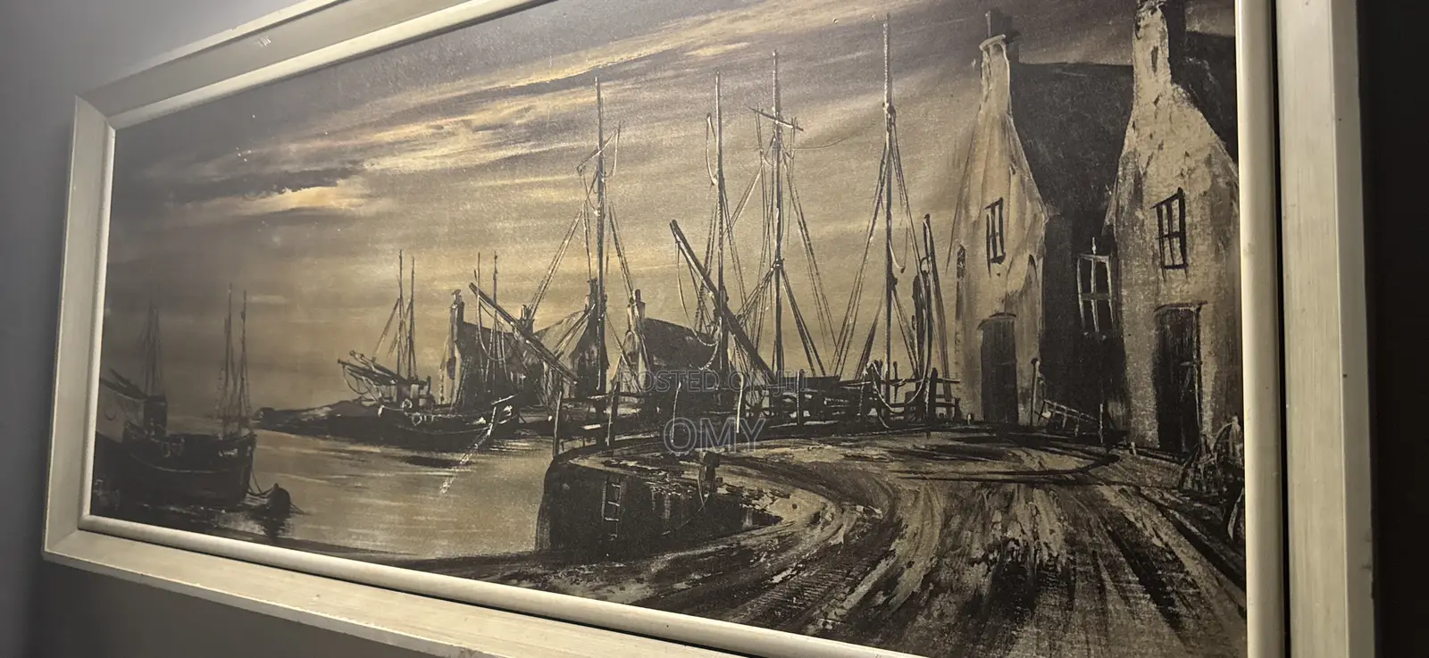 Large Framed Vintage Harbour