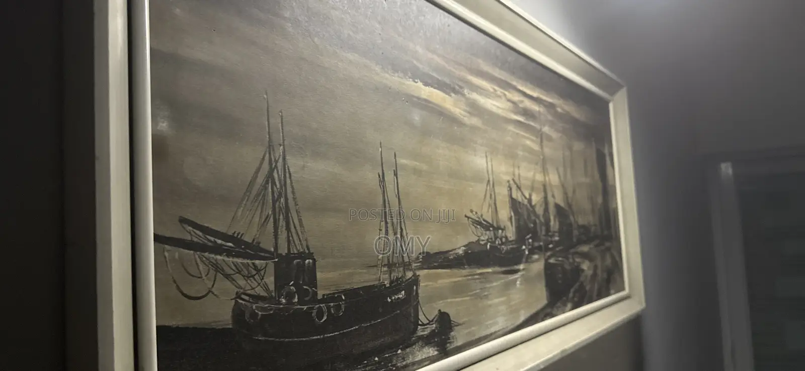 Large Framed Vintage Harbour