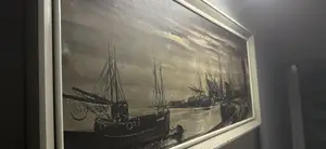 Large Framed Vintage Harbour