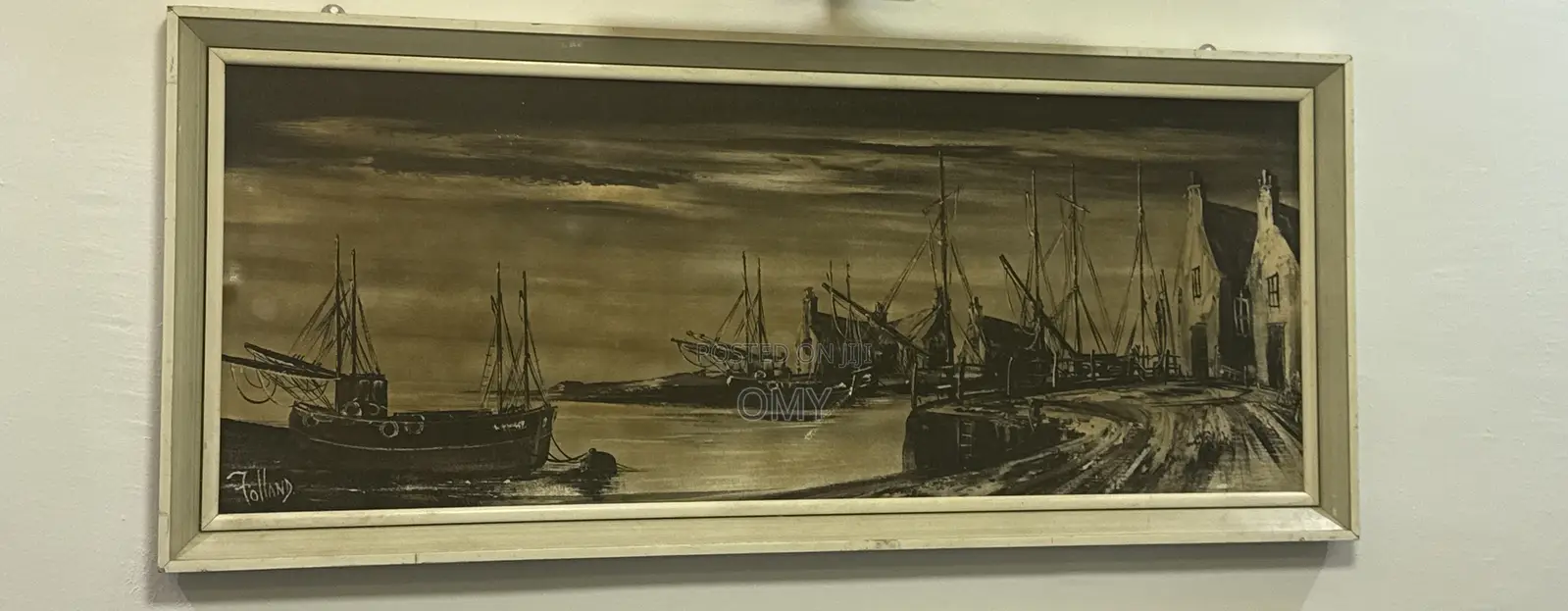 Large Framed Vintage Harbour