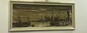Large Framed Vintage Harbour