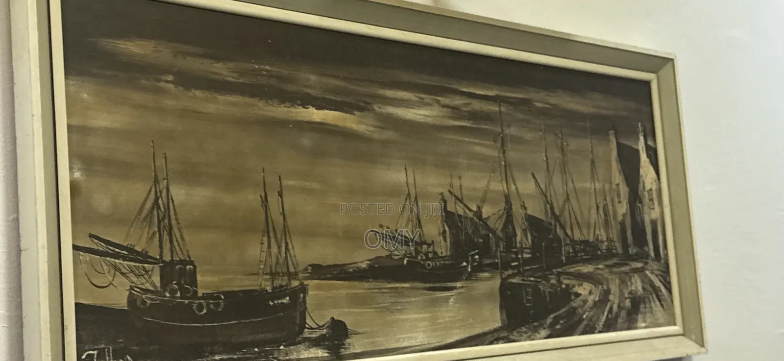 Large Framed Vintage Harbour