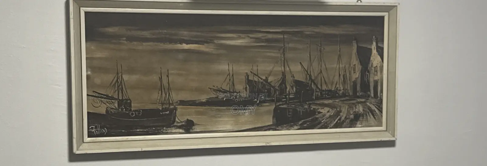 Large Framed Vintage Harbour