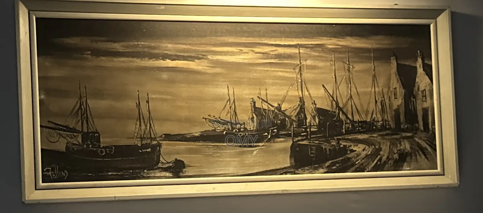 Large Framed Vintage Harbour