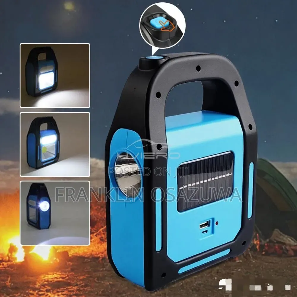 Portable Solar Rechargeable LED Camping Lantern With Flashlight USB