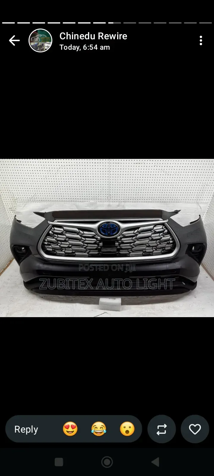 Complete Front Toyota Bumper Highlander 2020 Model
