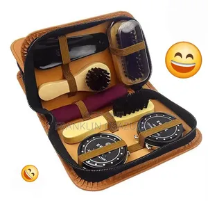 Luxury 8-Piece Leather Shoe Care Kit – Shoe Polish, Brushes Travel