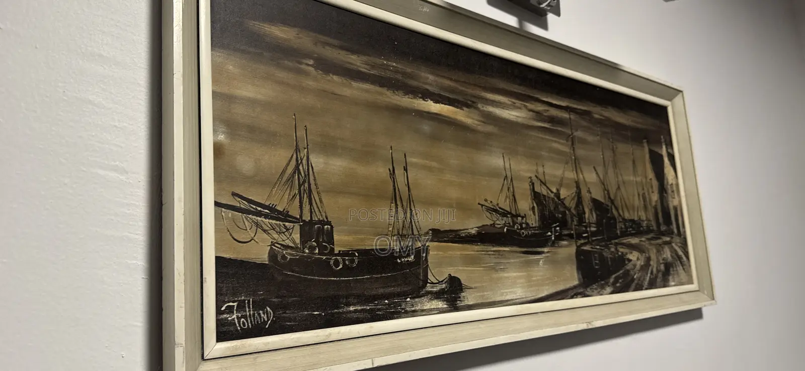 Large Framed Vintage Harbour