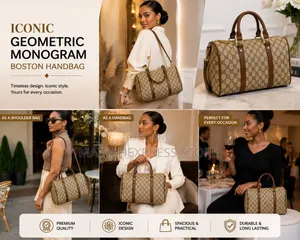 Iconic Geometric Monogram Boston Handbag