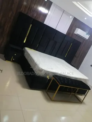 Padded Bedframe With Front Stool