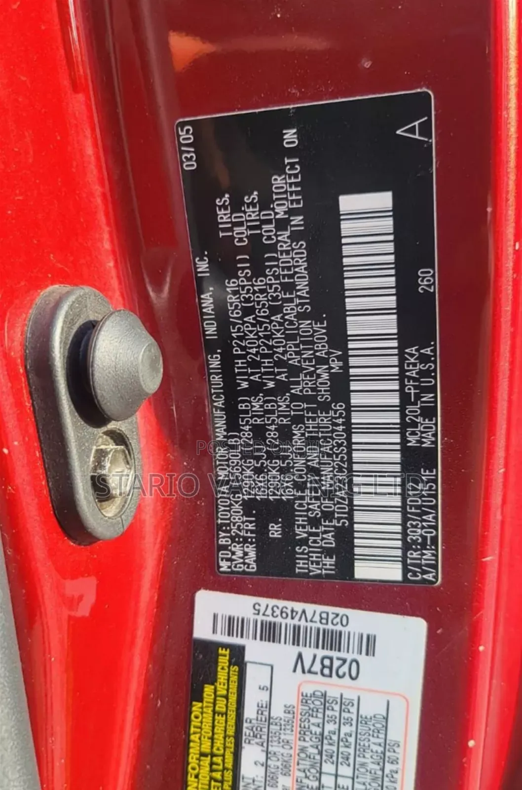 Toyota Sienna 2005 Red
