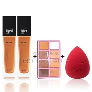 2 HYBRID Foundation +8in1 Powder Pallete +Sponge Free