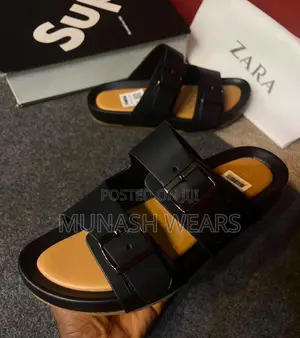 Zara Leather Slipers 40-46 Available Double Belt