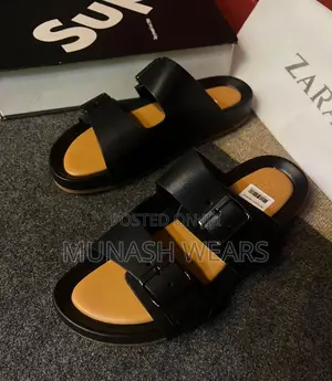 Zara Leather Slipers 40-46 Available Double Belt