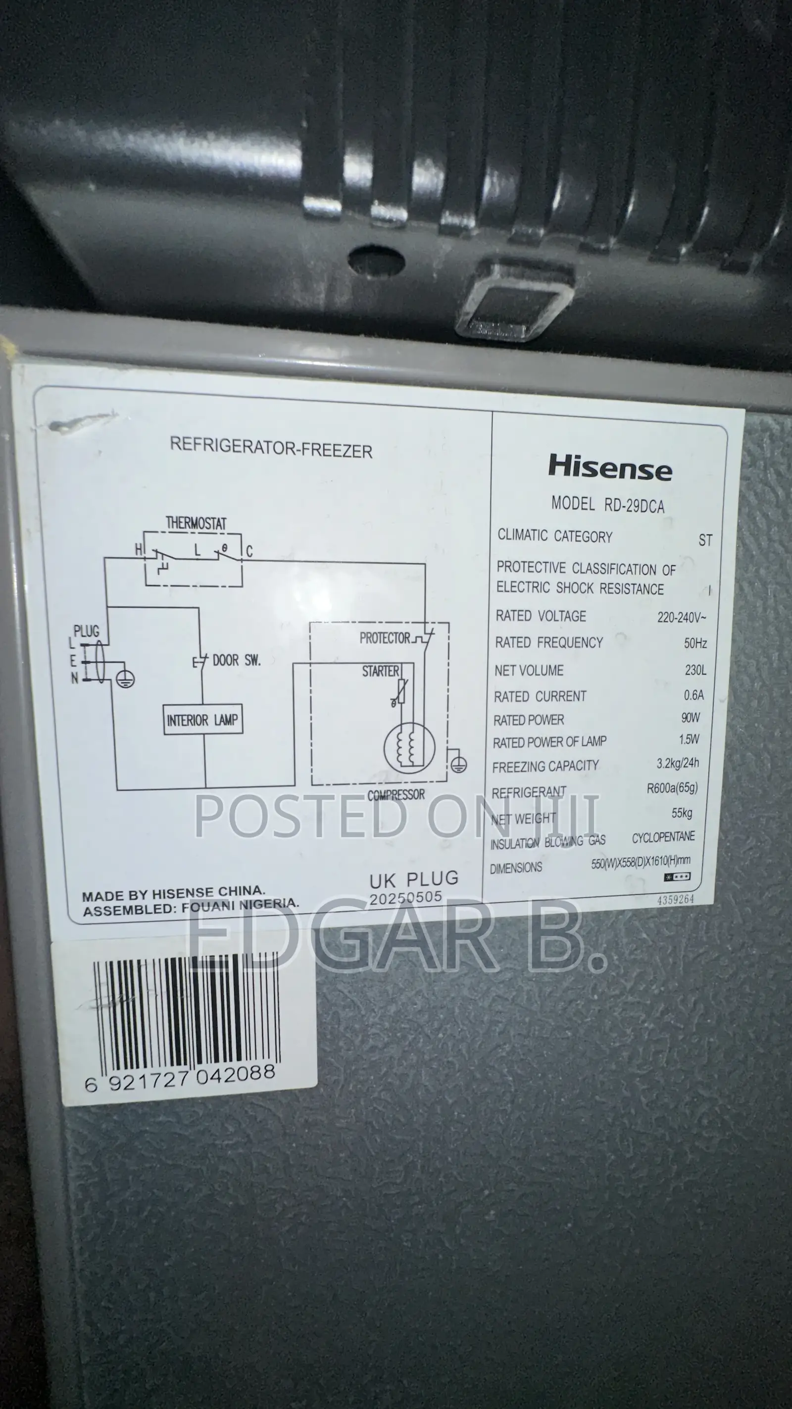 Hisense Refrigerator/Freezer 225L Inverter