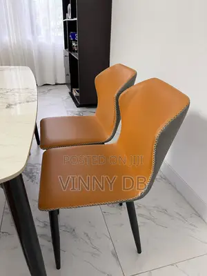 Luxury Marble Top Dining Table With 6 Leather Chairs – Modern Set