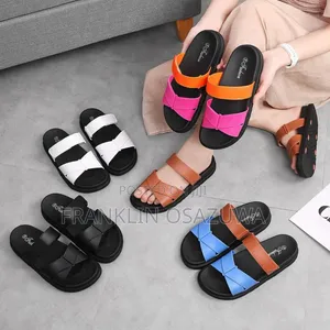 Women's Double-Strap Flat Slide Slippers – Comfortable Casual Sandals