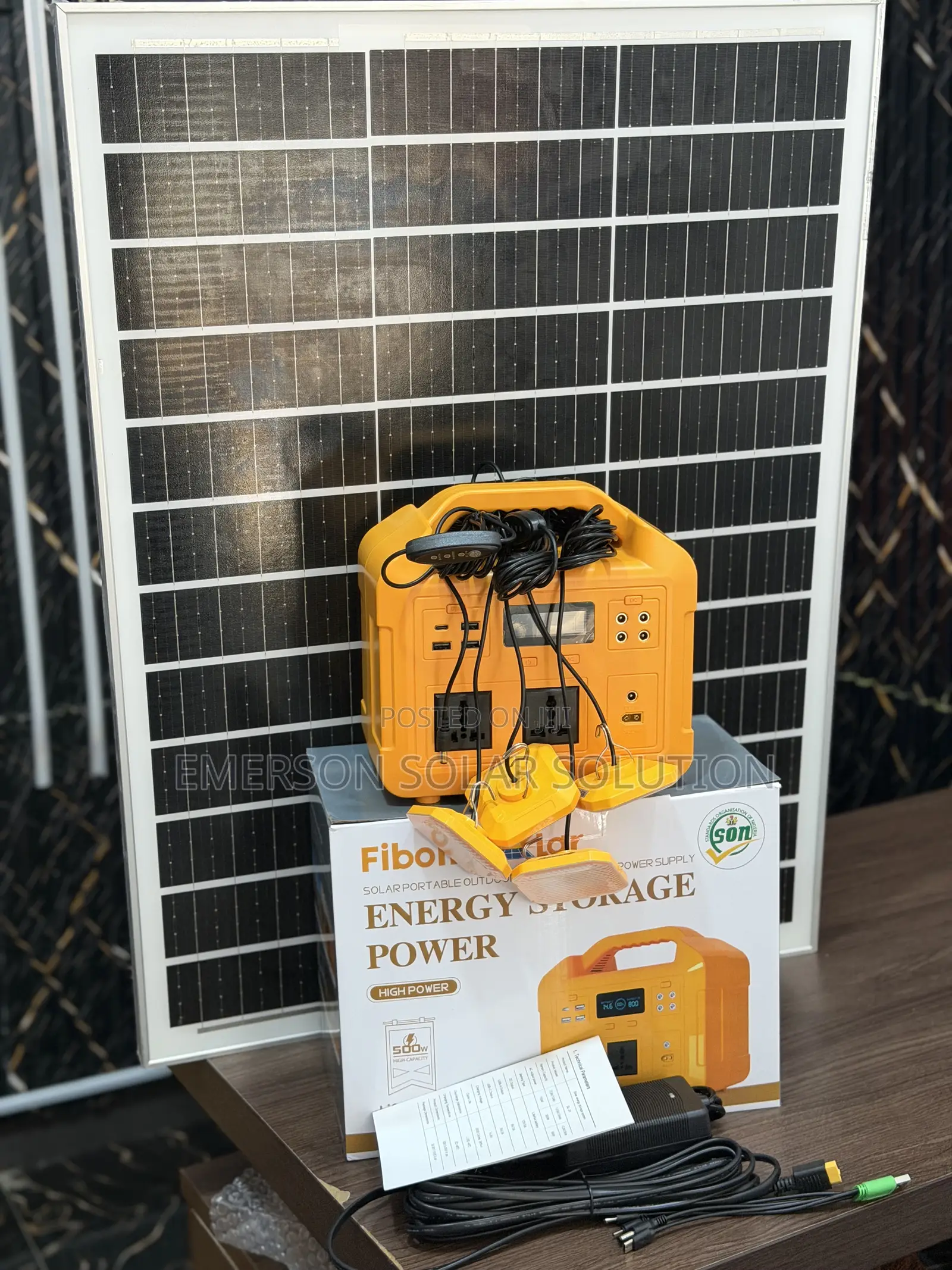 All in One Fibon Solar 500w With Panel and Bulbs  
