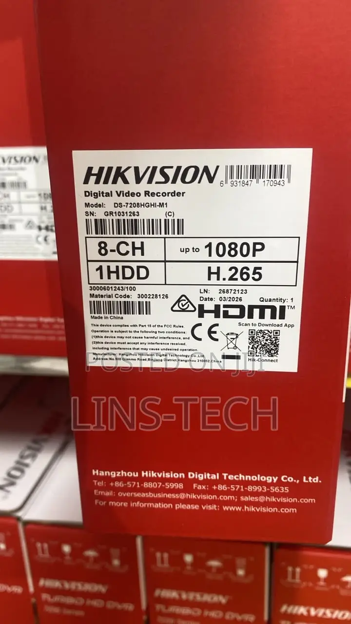 Hikvision DVR 8 Channels