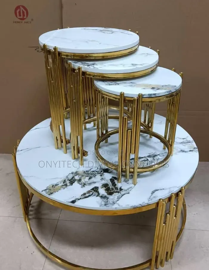 4 in 1 Marble Top Luxury Centre 3 Side Table