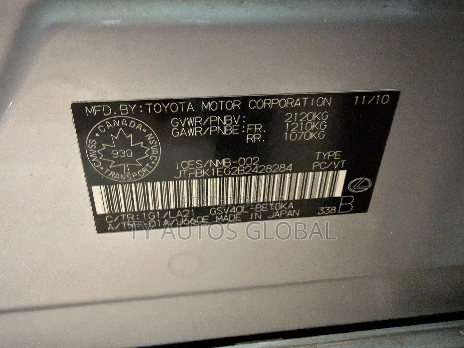 Lexus ES 350 2010 Silver
