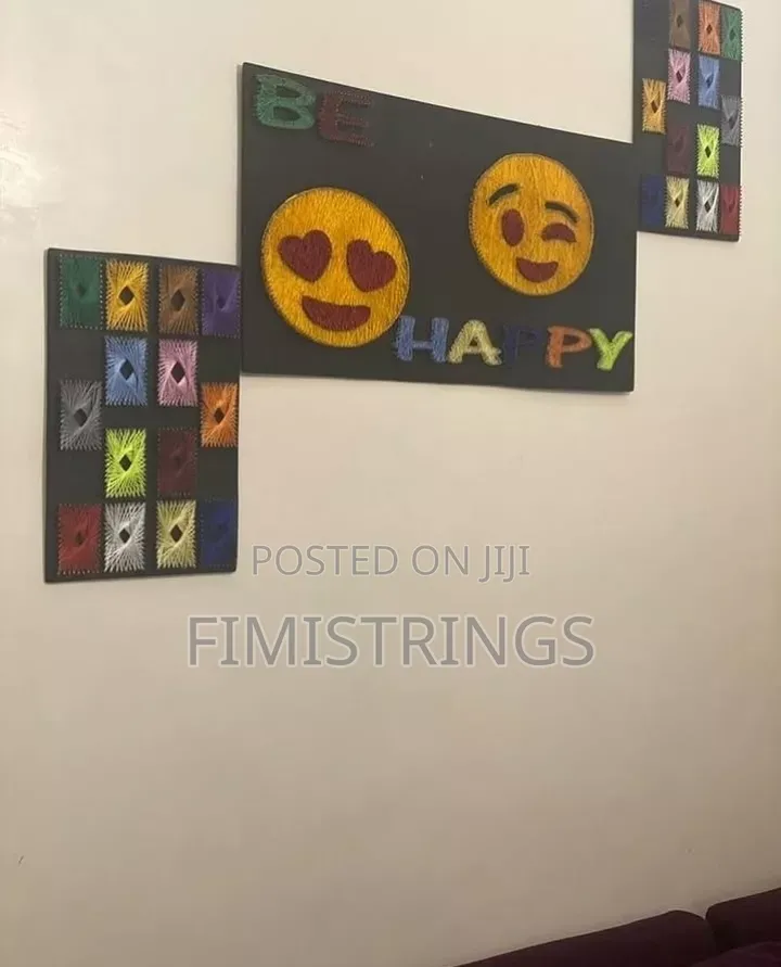 Be Happy. 3-Piece String Art