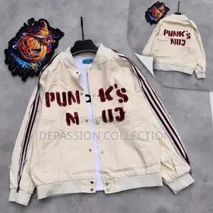 Men's Premium Punk's Bomber Jacket Black Wide-Leg Jeans