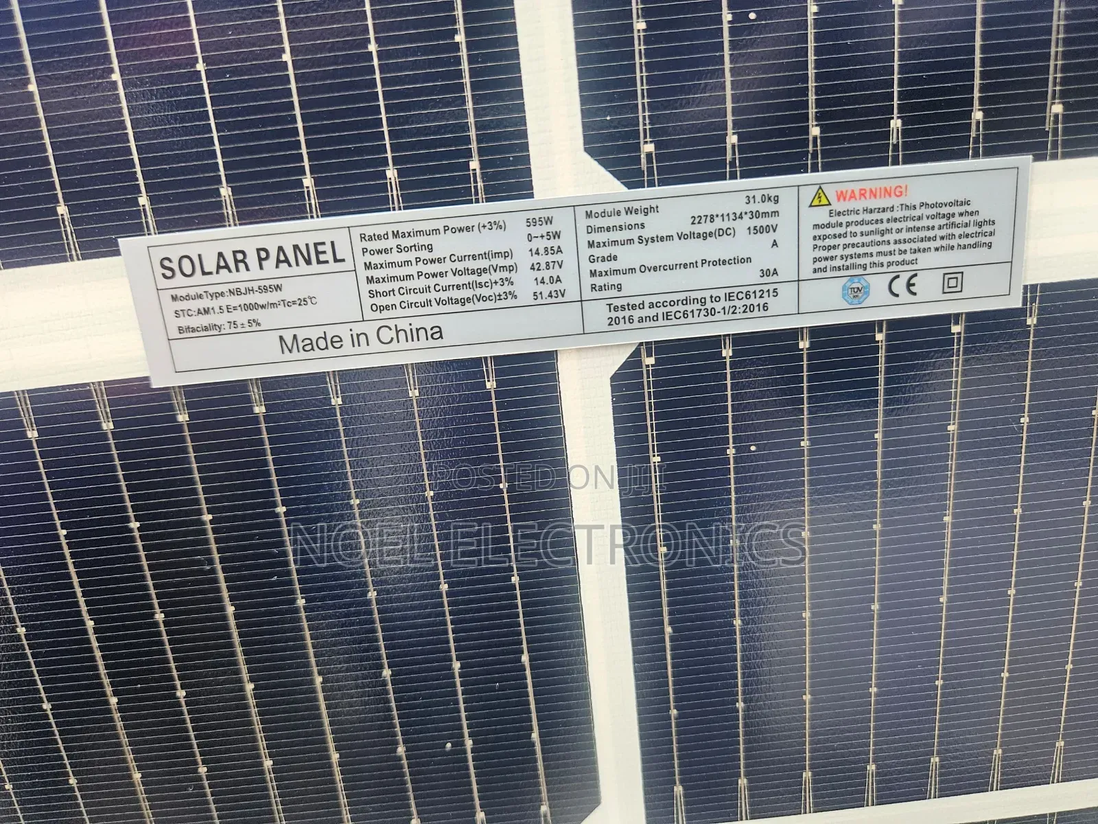 595watts Solar Bifacial Panel