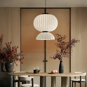 Italian Modern White Artificial Silk Fabric Pendant Light.