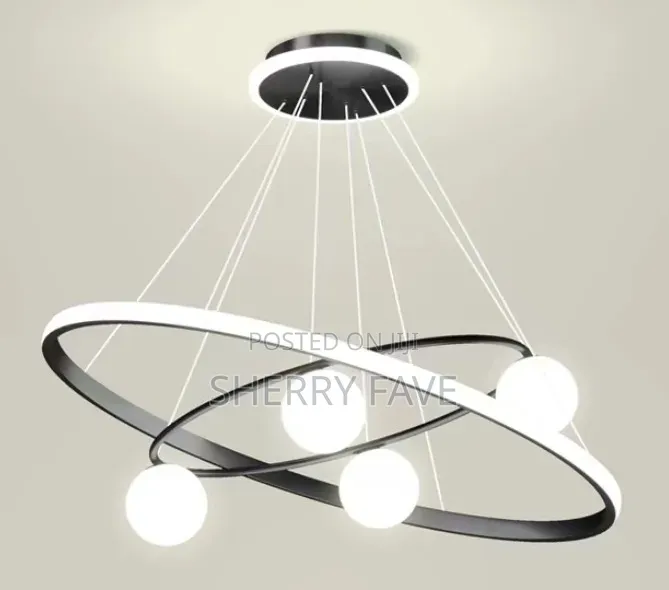 Modern LED Ring Chandelier With 4 Globe Lights