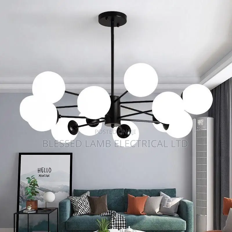 Modern 12-Head LED Glass Globe Chandelier