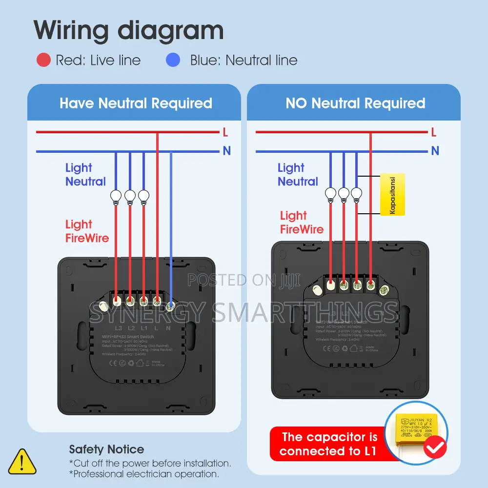 Tuya C-Smart Zigbee 3 Gang Button Switch Alexa- Google Assistant Black