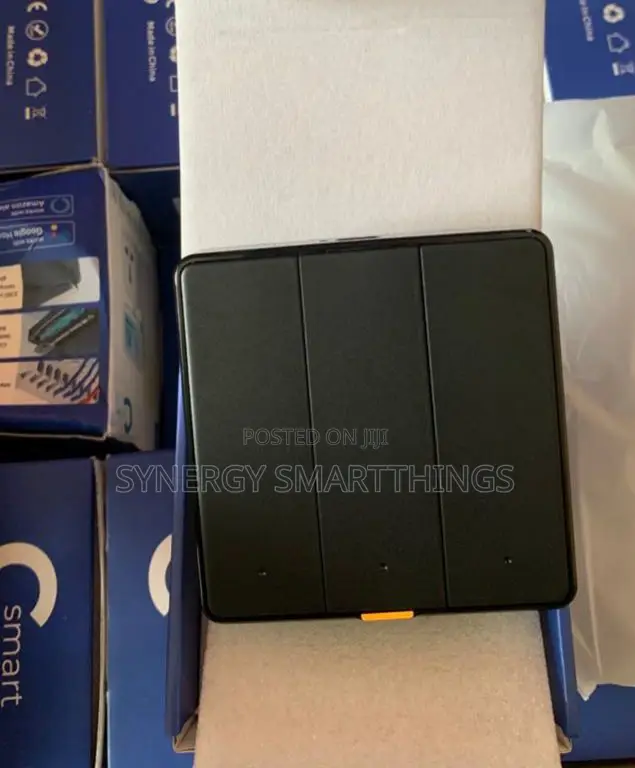 Tuya C-Smart Zigbee 3 Gang Button Switch Alexa- Google Assistant Black