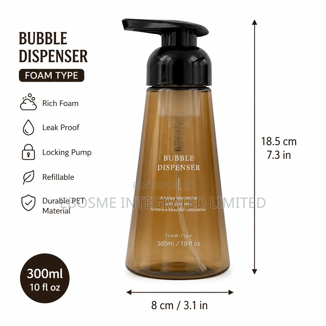 300ml Foam Soap Dispenser Bottle With Locking Pump – Refillable